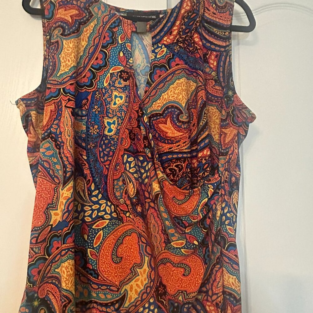 Jones New York -  Black/Orange Paisley Pattern Tank - Size XL
